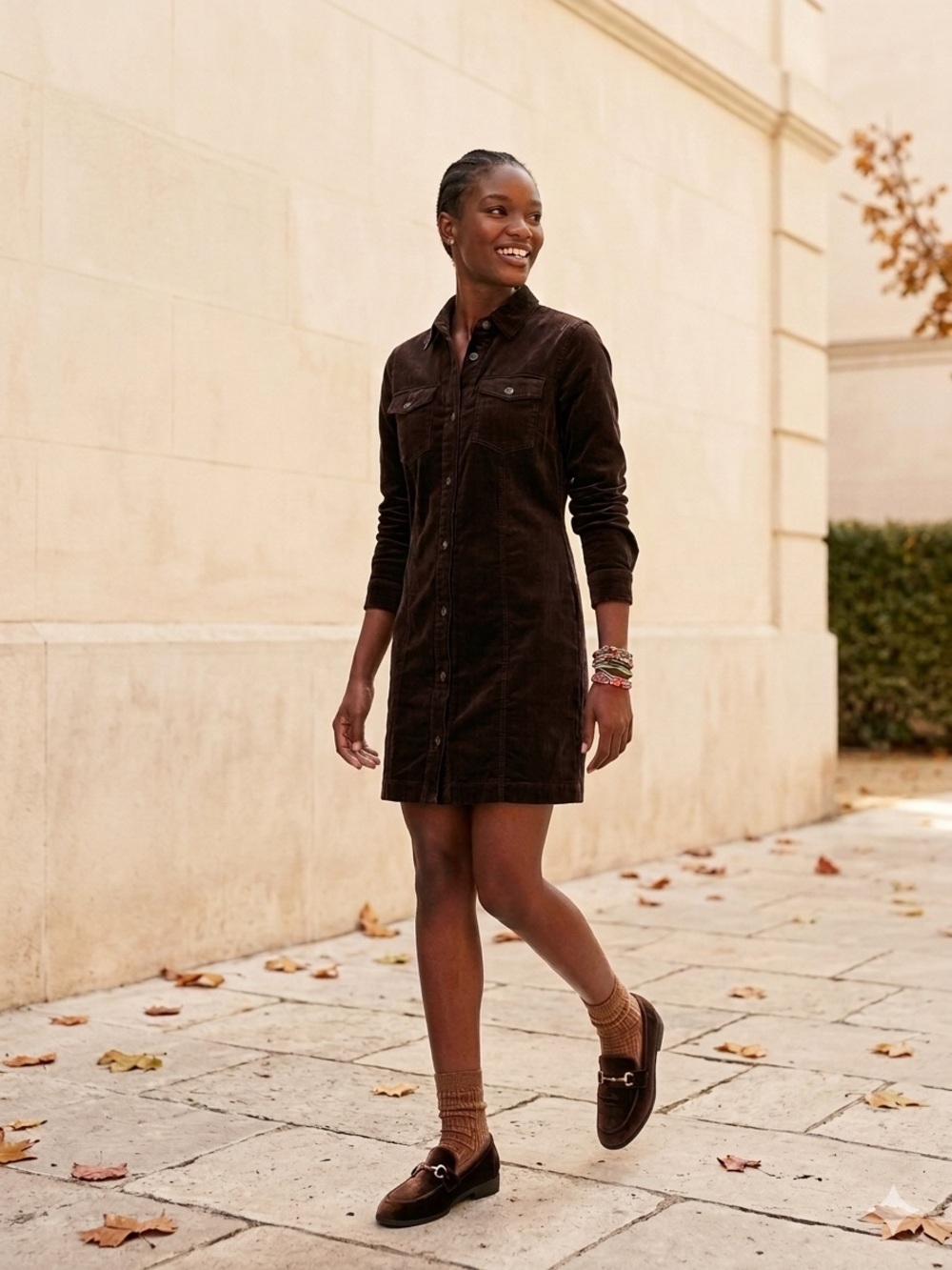 NWOT GAP Women's Stretch Velvet Chocolate Long Sleeve Shirt Dress - Picture 1 of 9
